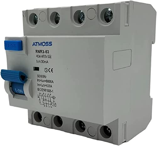 Interrupteur Différentiel FI Type A | Super Immunisé SI | 30 mA, 4P, 40 A, TYPE A 6kA | 230V AC 50HZ | 72mm X 66mm X 83mm | 30MA | RASMACOR