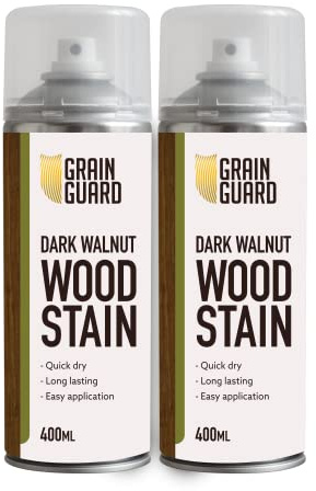 GRAIN GUARD Wood Stain Aerosol | Black Ebony | Water Based Stain| Easy Spray Application | Quick Dry | 2 x 400ml