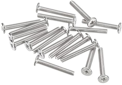 sourcing map M3-0.5 x 20mm Phillips Flachkopfschrauben 100 Stück Flache Rundkopfschrauben 304 Edelstahl Kreuzschlitz Antrieb Maschinenschrauben Hardware Verschluss für Möbel Verbindung