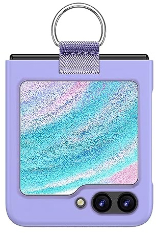 EASSGU Coque Skin-Touch avec Anneau Métallique pour Samsung Galaxy Z Flip5 / Samsung Galaxy Flip 5 2023 (6.7) - Violet Clair.