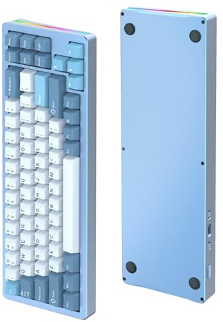ATTACK SHARK M71 Clavier de Jeu mécanique personnalisé en Aluminium CNC,Tri-Mode-BT5.0/2.4G sans Fil/Filaire,Rechargeable 4600 mAh,68% Hotswap Gasket,éclairage Chroma RGB pour Mac&Win-Song of Summer