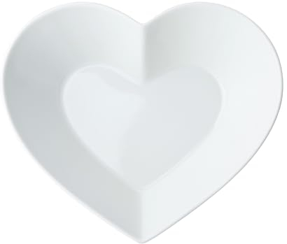 Mikasa Chalk Cuenco de porcelana en forma de corazón, Tazón Corazón Grande para Aperitivos y Ensaladas, 21cm, Plato Blanco para Fiestas y Buffets, Apto para Lavavajillas y Empaquetado para Regalo
