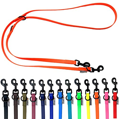 Biothane Hundeleine schwarzer Haken verstellbar für kleine Hunde/große Hunde 2m / 2,40m / 2,80m / 3,50m / 5m (Neonorange, 2,40m X 13mm)