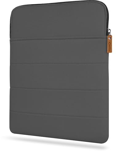 HANOI Collection® Detroit™ Buchhülle mit Reißverschluss. Große gepolsterte Schutzhülle für Bücher. Schutzhülle für Bücher, Buchschutz für Leser (Dunkelgrau, Groß)