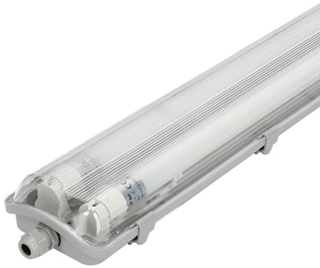 ekobi HERMETIC Set Hermetische Leuchte für LED T8 Leuchtstofflampen IP65 - Deckenstrahler Energiesparlampe mit 2x LED-Leuchtstofflampen 9W Neutralweiß 4000K 900lm (60 cm 2x9W)