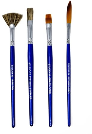 Studio 22 Lot de 4 pinceaux à peinture pour aquarelle, feuillage d'herbe et arbre