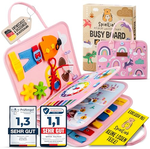 SpielLieb® Montessori Busy Board 3 Jahre - interaktives Activity Board Spielzeug für Kleinkinder - Beschäftigung für Auto & Flugzeug - Ideales Busy Book Geschenk für Entwicklung & Motorik