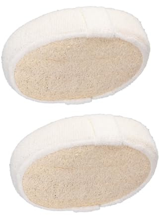 Healeved 2 Esponjas de Lufa Ovaladas Naturales para Baño y Spa que Eliminan Durezas y Dejan la Color Beige