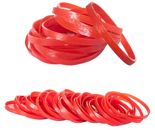 Elastic Bands Heavy Duty 100Pcs Thick rubber bands 60x5mm Natural Strong Money Elastic Bands Wide Rubber Band Stationary Stretchable Bands for Home School Office Workshop Accessories,Red