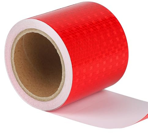 Supaway Reflektierendes Klebeband Warnband Sicherheitsband Absperrband Markierungsband Signalband Zuschneidbar Reflektoren Aufkleber für Fahrzeuge, Autos, Anhänger, Boote, Outdoor (10cm x 10m, Rot)