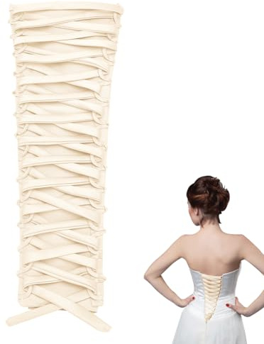 nbeads Korsett Kit Kleid Reißverschluss Ersatz, Korsett-Rückenset Aus Satin Mit Verstellbarer Passform Rücken-Set für Mieder Mit Schnürung Aus Satinband Für Formelle Ballkleider, Beige