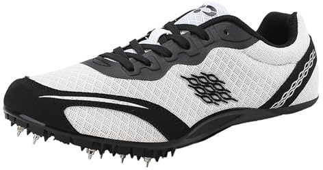 JiuQing Leichtathletik-Schuhe Für Herren Spikes Laufsportschuhe Jugend-Sprint-Sprung-Rennschuhe,Weiß,38 EU