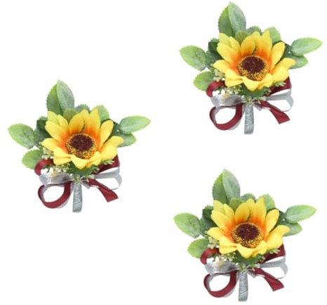 STOBAZA 3stücke Sonnenblumen-ansteckblume Für Hochzeit Künstliche Corsage Für Braut Und Bräutigam Elegante Hochzeitsdekoration Perfektes Accessoire Für Besondere Anlässe