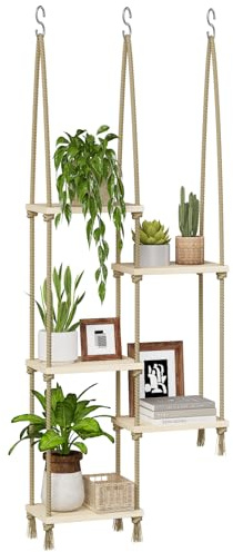 Bamworld Étagères suspendues pour Plantes d'intérieur - Étagères murales en Bois pour Plantes - Étagère Murale pour Rebord de fenêtre - Support pour Plantes d'intérieur - Décoration de Salon