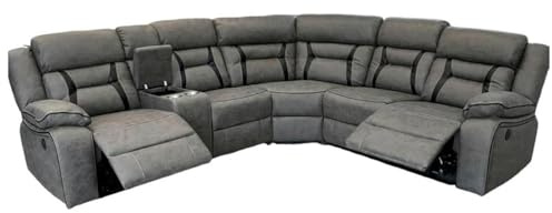 Nova Grey Leather Like Electric Power Reclining L Shaped Corner Sofa