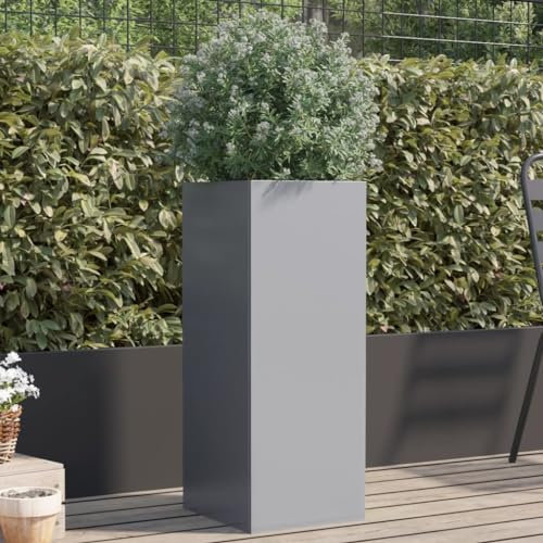 CKioict Porta piante da interno Vasi alti da esterno Fioriere da esterno grandi Fioriera Argento 32x29x75 cm in Acciaio Zincato Per Piante,Fiori,Frutta e Verdura
