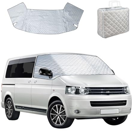 Scheibenabdeckung für VW T5 2003-2015, Frontscheibe Sonnenschutz Anti-UV/Frost/Eisfensterabdeckung, Auto Thermomatten Windschutzscheiben-Wickelabdeckung (VW T5 2003-2015)