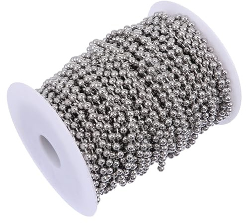 Artibetter 30m Roller Blind Beaded Pull Chain Stainless Steel Diameter for Curtain Rods and Desk Lamps Suitable for Interior Decoration