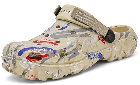 CERYTHRINA Zuecos de Verano para Hombre, diseño de Camuflaje, Antideslizantes, de EVA, Transpirables, cómodas, para Exteriores, Interiores, Informales, para Hombres jóvenes Caqui 42