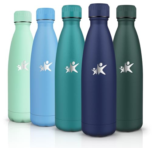 HoneyHolly Borraccia Termica, Doppia Parete Bottiglia Acqua in Acciaio Inox - 500ML - Senza BPA Bottiglia Termica, Antigoccia, Borraccia Palestra, Water Bottle per Scuola, Sport, Ufficio