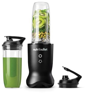 Nutribullet Ultra NB1206MB Frullatore con Contenitore in Tritan, Lame in Acciaio Inossidabile, Frullatore Elettrico per Smoothie, Bicchieri da 900ml e 700ml, 2 Coperchi To-Go, 1200W, Grigio