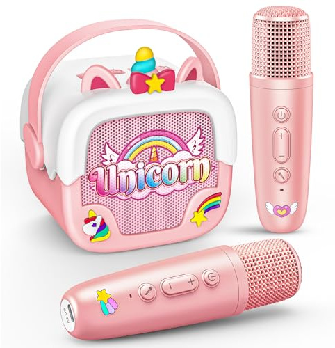 Dislocati Karaoke Machine 2 Microphones, Unicorn Gifts for Girls Gifts for 3-12 Year Old Girls Birthday Early Portable Karaoke Machines for Kids Toys for 3-10 Year Olds Girl