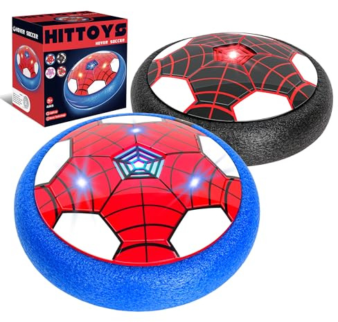 HitToys Hover Soccer Ball Toys for Kids, 2 Pack Indoor Soccer Ball Toy with Led Light for Old Boys Girls Light-Up Toys Floating Football Game Birthday Gift
