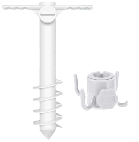 Sandyseptember Strandschirm Sandanker Set, Tragbare Schraube Ständer Halter mit Aufhängehaken für Outdoor, Garten, Terrasse