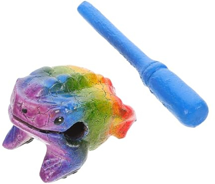 Holzfroschraspel als Klang Musikinstrument für Orff Percussion | Schlaginstrument für Kinder, Schön Geschnitzte Froschform, Farbecht, Musikunterricht und Aufführungen