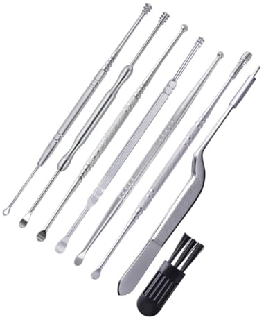 ROMISBABA Edelstahl Ohrenschmalz Entferner mit Rutschfestem Griff Wiederverwendbar Sicher für Erwachsene und Jugendliche Vielseitiges Ear Cleaner Kit zur Schonenden Ohrenreinigung