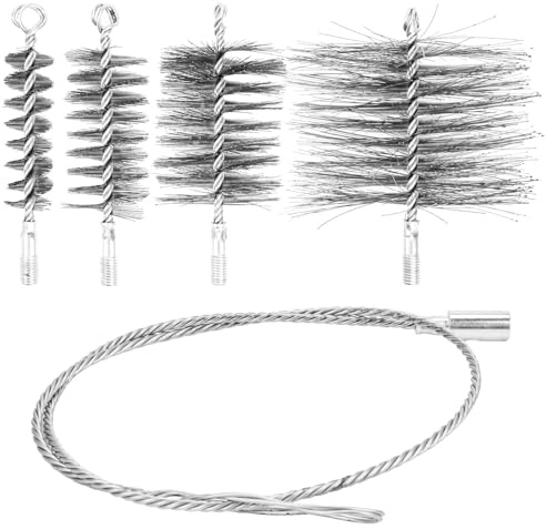 Feirdhoo 5 stycken mångsidig ugnsborstset, öppen spis, värmepanna, borste, skorstensborste, ugnsborste, innehåller skorstensborste i storlekarna 30, 50, 80 och 150 mm, öppen spis