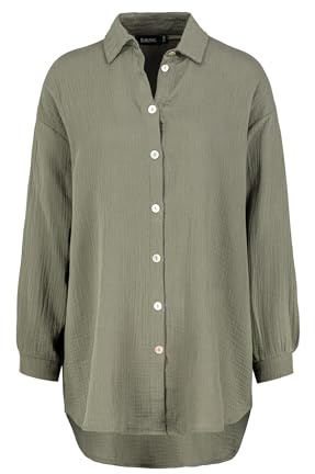 Sublevel Langarm Musselin Bluse mit Kentkragen - Damen Muselin Oversize Bluse, Baumwolle, Knopfleiste in verschienden Farben