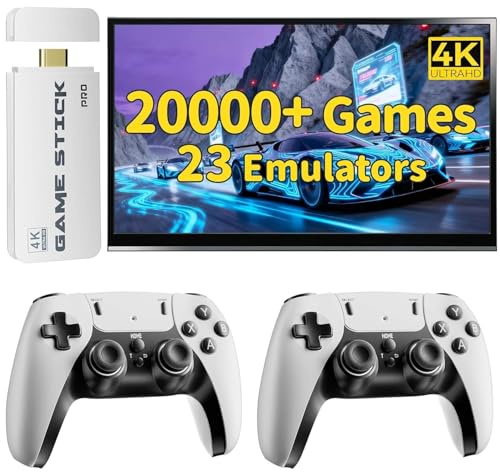 Lululans Upgraded Retro Gaming Console, Video Games Console with 4K HDMI, Built-in 23 Classic Game Emulators, 20000+ Games - Video Game with Upgrade Dual 2.4G Wireless Controllers