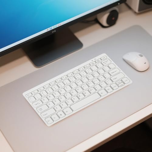 Mini tastiera e mouse, tastiera USB wireless compatta a 78 tasti, tastiera sottile portatile con tasti Chiclet per ufficio, viaggi, piccola scrivania, PC, laptop, Plug and Play (B)