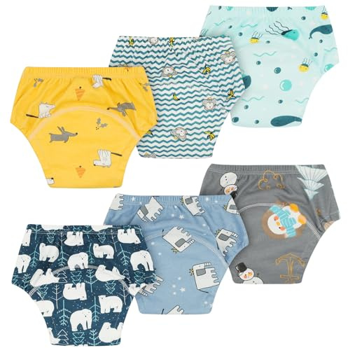 BSBUY Potty Training Pants Boy Girl Reuseable Trainer Nappies 6 Pack Toddler Training Underwear Infants Baby Mesh Potty Leak-Proof Cotton Training Pants Cute Baby Training Underwear Pants(2-3 Years)