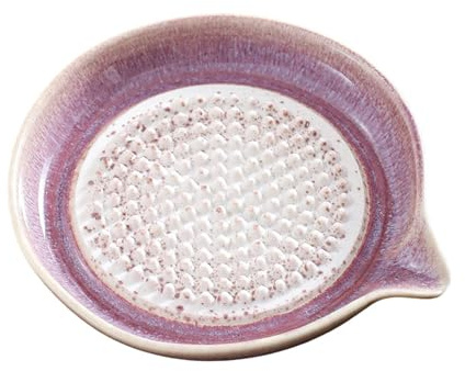 Râpe à ail en ,Céramique fait main avec glaçure dégradée - Râpe à ail en céramique avec bol et assiette intégrés - Idéal pour fromages, chocolats, oignons, citrons, fruits, légumes, gingembres et