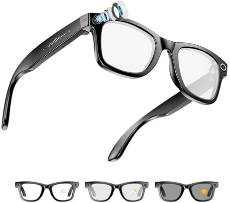 Tulbeys AI Smart Glasses 4K HD-Kamera, 290 mAh, 800 W Kamera-Brille mit Videoaufzeichnung, Simultanübersetzung/GPT-Objektidentifizierung,Photochromic Lenses