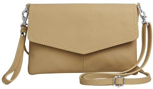 Caspar Elegante Leder Clutch Abendtasche aus samtweichem Nappaleder Damen Umhängetasche - PREMIUM LINE - Modell No.322 - Made in Italy