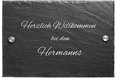Schieferei – personalisiertes Schiefer Türschild – Schiefer Familienschild mit Wunschtext wie Name, Hausnummer uvm. selbst gestalten – Handmade in Germany (15 x 20 cm)