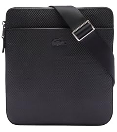 Lacoste Herren Chantaco Vertical Camera Bag Umhängetasche, Schwarz (Piquéleder)
