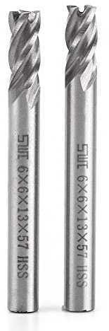 fresa metal 80mm + Akozon 2pcs Cortador de Fresado 6mm 4 Flautas HSS Molino de Extremo Herramienta de Fresado