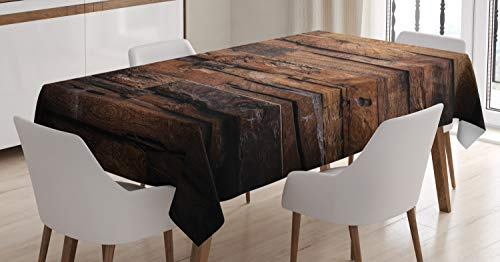 ABAKUHAUS Schokolade Tischdecke, Raue Dunkle Holz, Wasserfest Waschbar mit Klar Sichtbaren Farben kein Verblassen Personalisiert, 140 x 240 cm, Dunkelbraun Braun