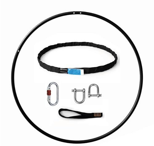 Play Juggling - Aerial Hoop fit für Luftakrobatik und Aerobic - Durchmesser 85 bis 110 cm - Befestigungsarten: Platte, Haken, Gurt, Balken, Decke - Geeignet für Aerobic, Lyra, Yoga, Akrobatik