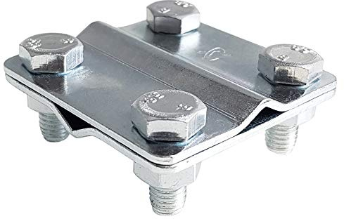 ELKO-BIS Erdungsklemme 4-Schraubig Blitzschutzgriff 8mm x 10mm, Stahl, M8, Verzinkt, Kreuz, 1 Stück