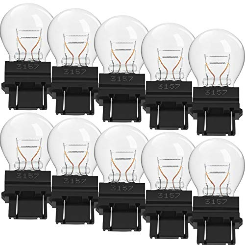 Mudder 3157 Bulb Tail Light Bulbs Mini Miniature Turn Signal Applications Taillight Replacement, Plastic Base Automotive Brake for Parking, Side Marker(White,10 Pcs)