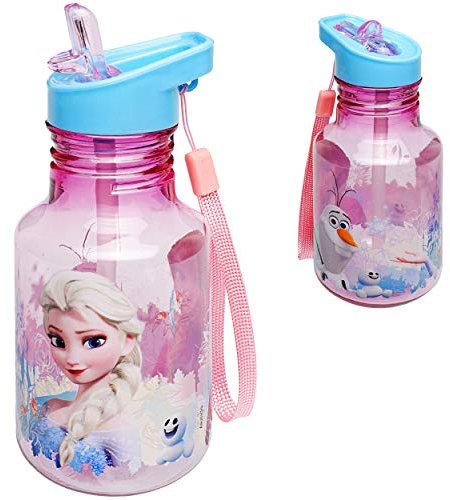 alles-meine.de GmbH Trinkflasche - Strohhalmbecher - Sportflasche - Frozen - die Eiskönigin - Tritan - BPA frei - 350 ml - auslaufsicher - Kunststoff Plastik - durchsichtig Trans..