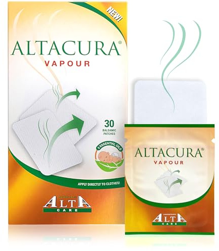ALTACURA Patch Vapour, Cerotti Balsamici Decongestionanti con Miscela di oli essenziali per Congestione Nasale di Adulti e Bambini (30 cerotti)