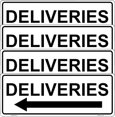 Haobase 4 Pcs Deliveries Sign with Arrow Sticker - 20cm x 7.5cm - Self Adhesive Vinyl (Left)