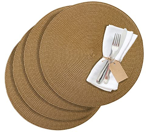 Westmark, CIRCLE 01211030154 - Set di 4 tovagliette in materiale sintetico, lavabile, Ø 38 cm, colore: Marrone chiaro