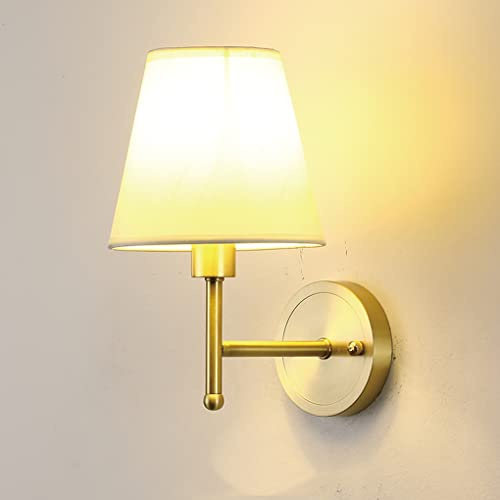 SXYSXYSXY Kupfer Wandleuchten Mit Stoffschirm Vintage innen Wandlampe Amerikanischen Nachttischlampe Minimalismus Wandleuchte Wandbeleuchtung Schlafzimmer Wohnzimmer Loft Treppen Dekoration E14